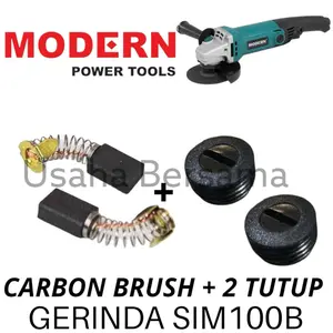 ￼CARBON BRUSH + 2 TUTUP GERINDA SIM100B ARANG DAN TUTUP CB GERINDA MODERN SIM100B