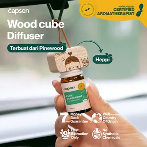 Capsen Cube Kubus Gantungan Diffuser Essential Oil Aromatherapy Pengharum Mobil Terbuat dari Pinewood Pure Natural Therapeutic Grade - Car