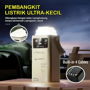 60000mAH Ultra Capacity Power Bank 22.5W Fast Charging Built-in 4 Cables Outdoor Portable LED Light Hitam Plastik Powerbank Putih Charger