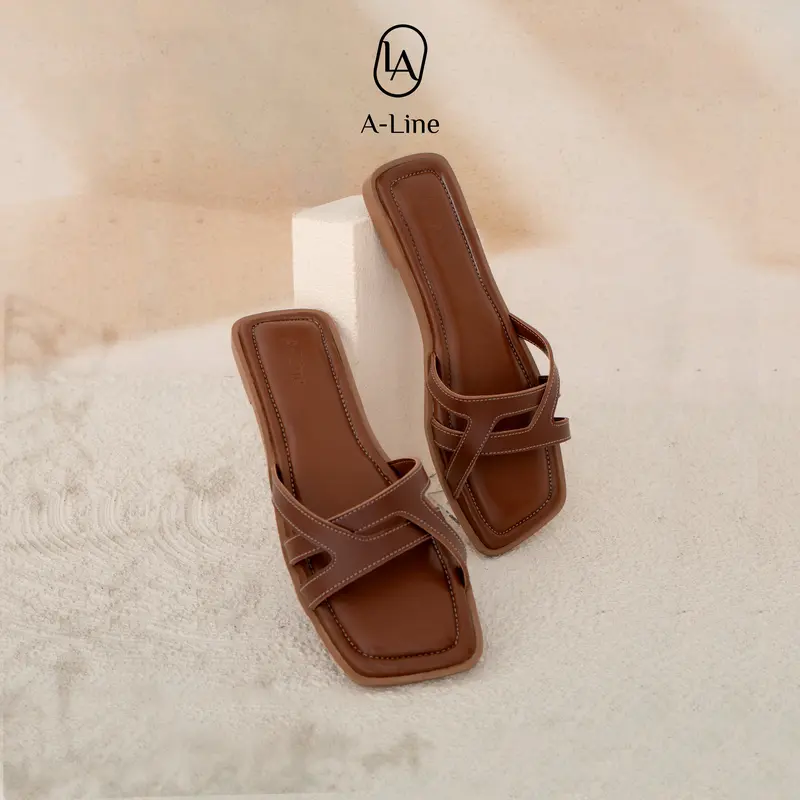 ALINE SHOES Monica Sandal Teplek Sepatu Flat Shoes Wanita Model Kekinian Style Elegan 0