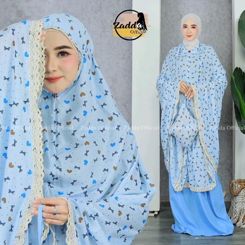 Mukena Dewasa Rayon Premium Motif Pita Size Jumbo Adem Lembut Nyaman - Muslim Katun 3