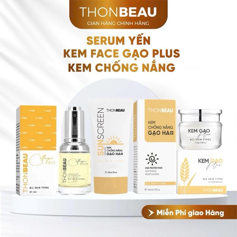 Kem Face Gạo Plus  +Serum Collagen Yến +Kem Chống Nắng GẠO HA [Chai Lớn] - Skincare Làm Đẹp Da Son Massage