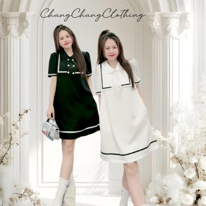 [V95] Đầm Babydoll Nút Ngọc Trai Vải Chéo Hàn | Đầm Thiết Kế Chang Chang Clothing |  Nữ Váy Dress Women