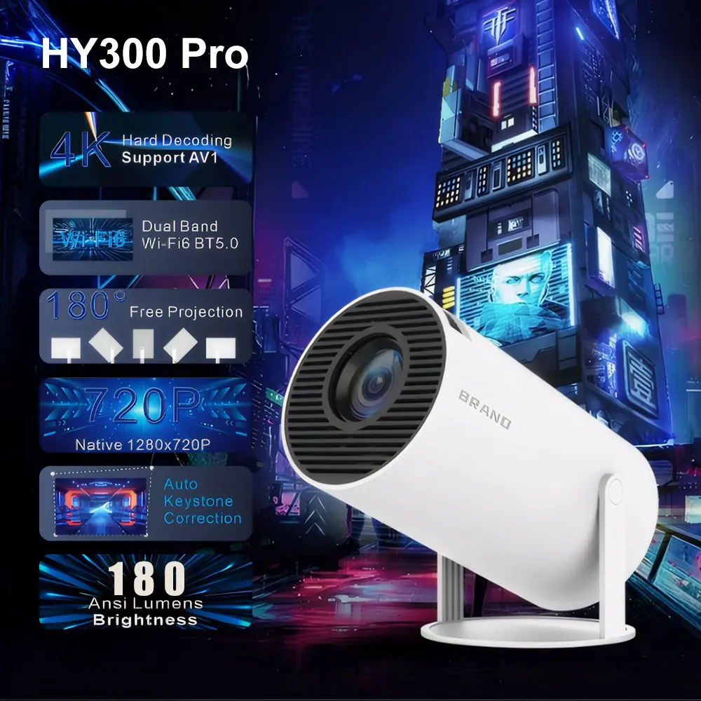 HY300Pro Lonaisci Smart Projector Portable Home Theater Projektor Wireless Lcd Projector projector  4k ultra hd Audio