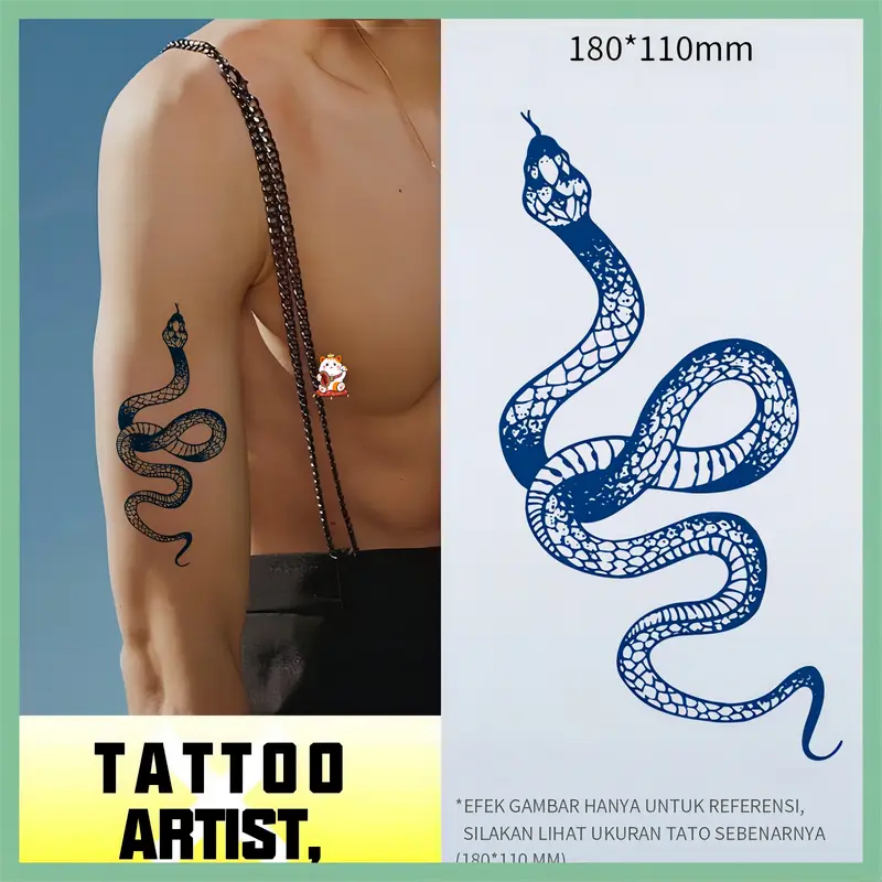 Tato Temporer Jus Tato Patch Semi Permanen Selama 15 Hari Stiker Tahan Air Stiker Tato Herbal Tato Temporer Kering Temporary tattoo halal Tubuh Waterproof Hitam Punggung Punggung Hitam 0