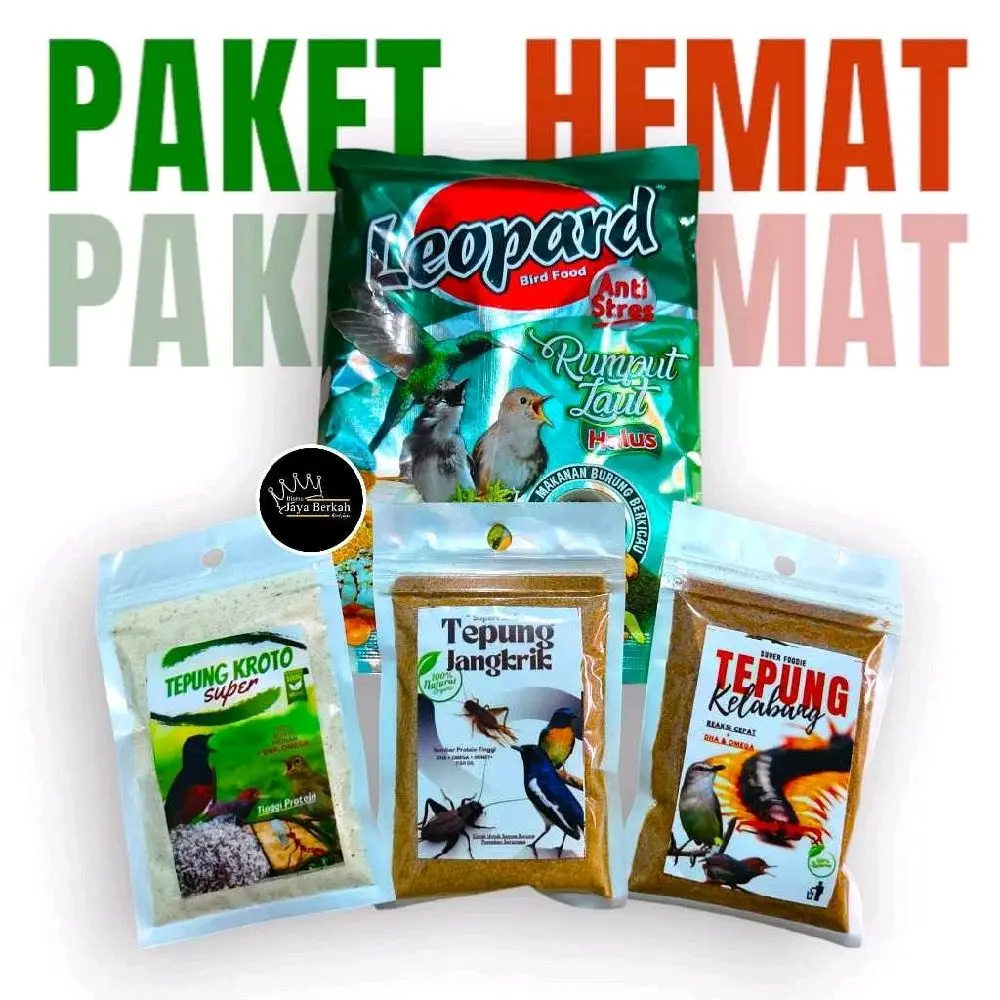 LEOPARD HIJAU RUMPUT LAUT HALUS PLUS PAKET HEMAT TEPUNG KROTO/KELABANG/JANGKRIK