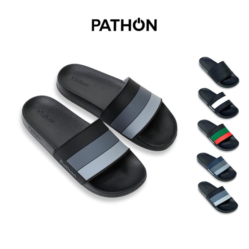 SD120 - PATHON Dép Quai Ngang Quai PVC siêu nhẹ Đế IP Đen quai 3 xọc lớn có Rãnh Chống Trơn Trượt Size 37-44 Phù Hợp Nam Nữ Unisex