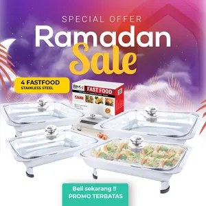 Paket Combo Hemat 4set  Panci Prasmanan Tutup Full Kaca stainless Steel