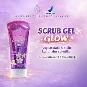 Almortaza GlowBerry Scrub Gel Mencerahkan Kulit dengan Vitamin E & Olive Oil Eksfoliasi Lembut untuk Kulit Bersih Cerah - dan  angkat daki