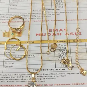 Set perhiasan wanita dewasa mas muda set liontin wanita