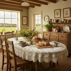 <COD> Loyal Bosque Taplak Meja Oval Makan Motif 4-10 Kursi Anti Air PVC Premium Kain Tahan Air/ D48-F Untuk meja persegi meja bulat meja oval