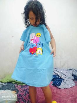 Product Review of Liu's_Kids99 / daster anak cewek TINITAN untuk Umur 3-12th Katun Lembut Lengan Pendek Fashion daster anak dress bayi from Y**a 1