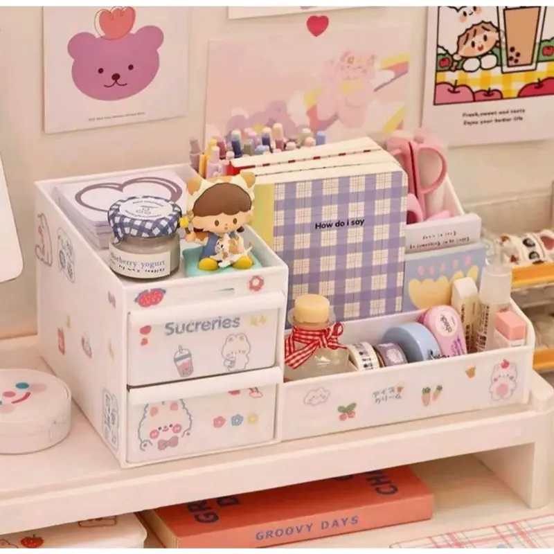 Rak Kosmetik 2 Laci Mini Free Sticker / Tempat Makeup 2 Laci Mini 2