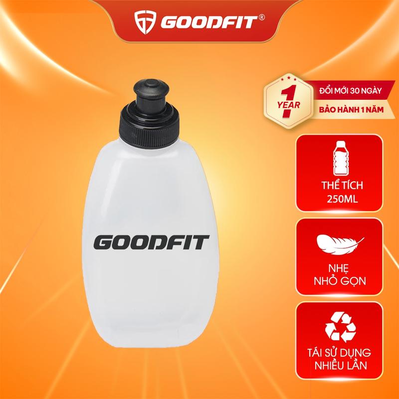 Bình nước thể thao GoodFit 250ml cứng PVC tái sử dụng an toàn, đeo chạy bộ, đạp xe GF03RA Sport
