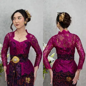Kebaya Brokat Metalik Lengan Panjang