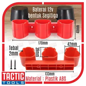 Rak Gantungan Dudukan Baterai Mesin Bor 12v Plastic Wall Mount Battery Tool Storage Holders