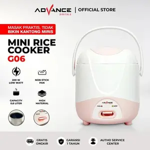ADVANCE Rice Cooker G-06 mini Digital 0.6L / Mini Rice Cooker Elektrik m 0.6L Anti Lengket 200 Watt Garansi Resmi 1 Tahun
