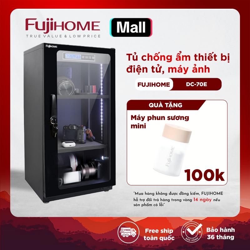 hết quà tặng Tủ chống ẩm máy ảnh FUJIHOME DC70E bản 70 Lít lắp đặt 01 Block chạy bằng 01 IC làm lạnh và hút ẩm - Bảo hành 36 tháng
