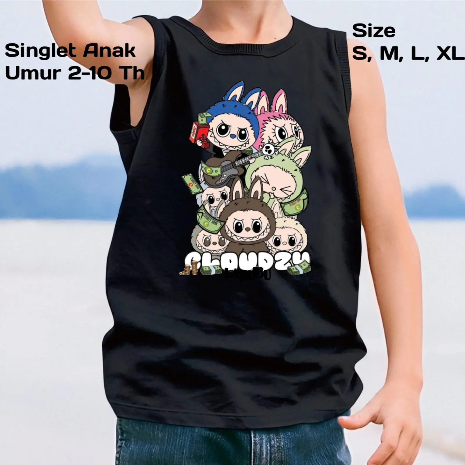 Kaos Lekbong Anak Cowok/Cewek Unisex Singlet Model Cowok Cewek Trendy Ideal - Ukuran 2-10 Tahun
