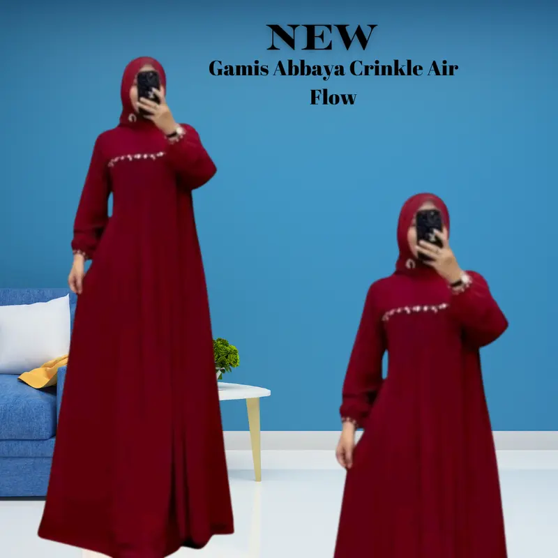 Gamis Payet Mutiara Crinkle Airflow Lebaran 2025 8