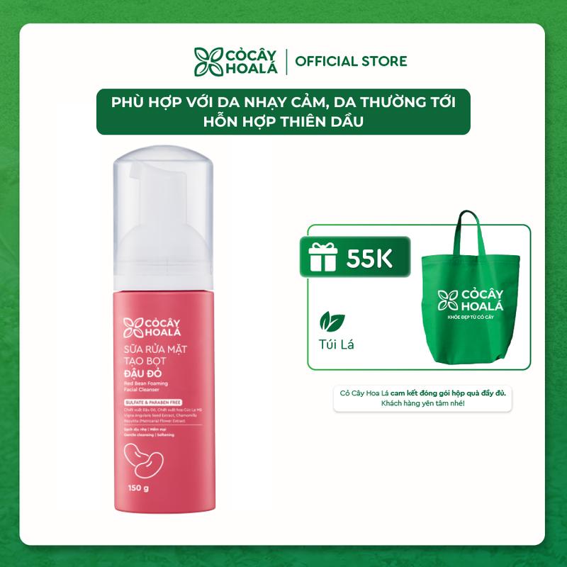 Sữa Rửa Mặt Tạo Bọt Đậu Đỏ Cỏ Cây Hoa Lá 150g, Sữa Rửa Mặt Làm Sạch Dịu Nhẹ,…