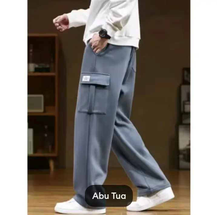 PROMO - CELANA PANJANG CARGO LONGGAR OVERSIZE BAGGY LOOSE PANTS PRIA KOREAN STYLE Hitam 3