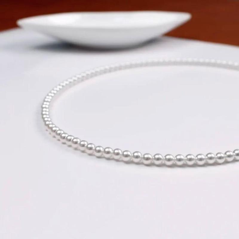 4-5mm natural freshwater seedless millet pearl necklace S925 silver clasp 0