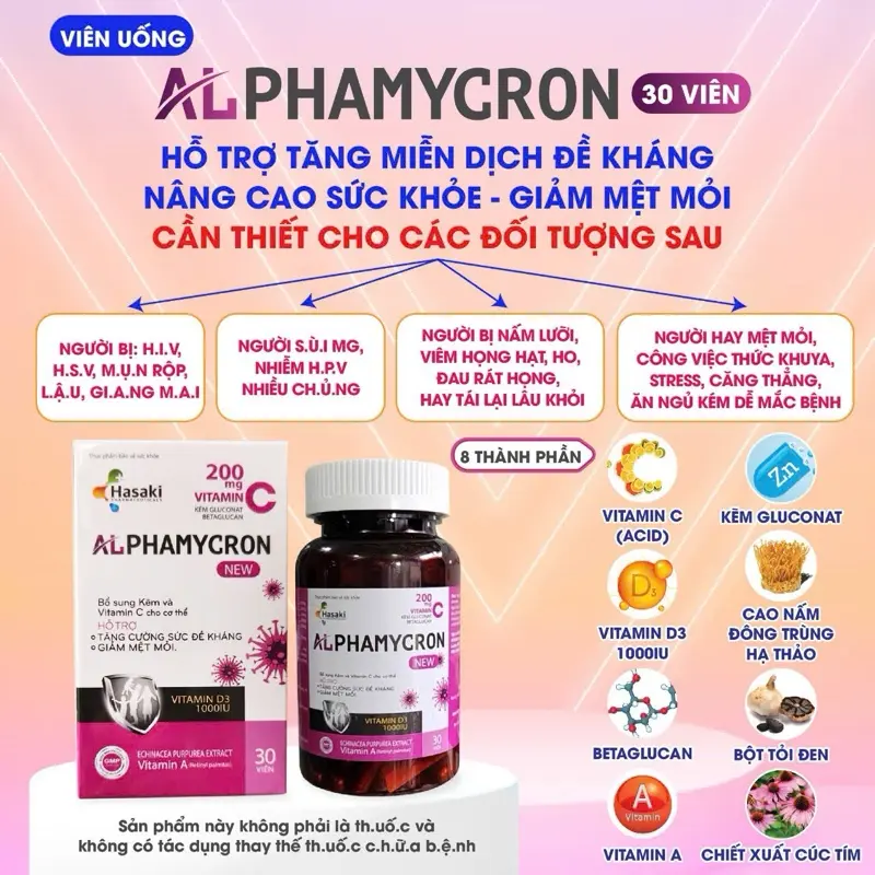 [ HPV ]Viên Uống ALPHAMYCRON  30 Viên .Hỗ Trợ Tăng Đề Kháng Ức Chế  Đào Thải  HPV ( CHE TÊN SẢN PHẨM )