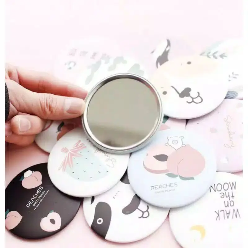 5pcs CERMIN KACA SAKU KARAKTER LUCU KECIL MINI CERMIN MAKE UP RIAS MURAH
