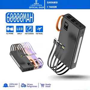 (SPESIAL LIVE) Powerbank LENTIVEN 60000mah With 4 Kabel Data
