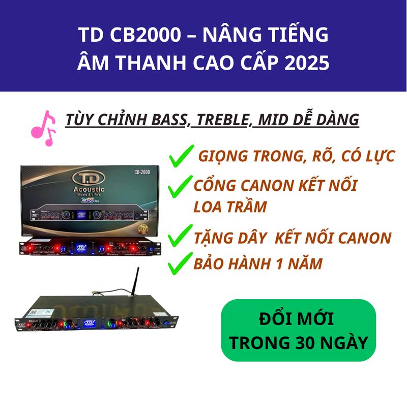 Nâng Tiếng Âm Thanh Karaoke TD CB2000 - Hát Nhẹ Như Không, Bass Treble Lên Vun Vút - Tương Thích Với Mọi Dàn Âm Thanh!