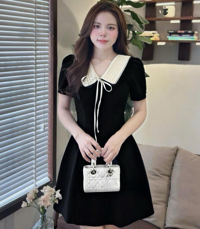 Đầm Váy Thiết Kế Phối Cổ Xếp Li Thời Trang Nữ