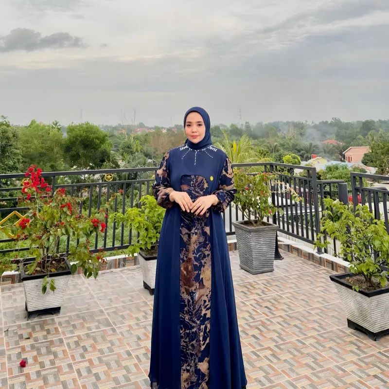 (READY) TUTUNAJWA Alyssa Dress Akar Mix Outer Gamis Set Hijab 5