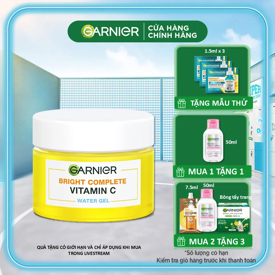 Kem dưỡng ẩm Garnier Water Gel mỏng nhẹ cấp ẩm tới 48H & hỗ trợ sáng da 50ml