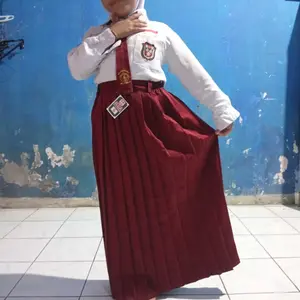 Rok panjang Merah model RA(rempel/lipit dari atas/full) Seragam sekolah SD High Karet