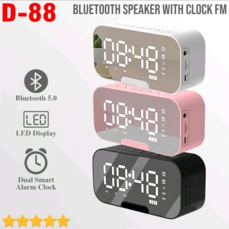 Speaker Mirror Alarm Led Display Musik Box Portable Bluetooth Wireless Bass Mini Stereo Blututh Spiker Music Mp3 Mp4 Player Elektronik 2
