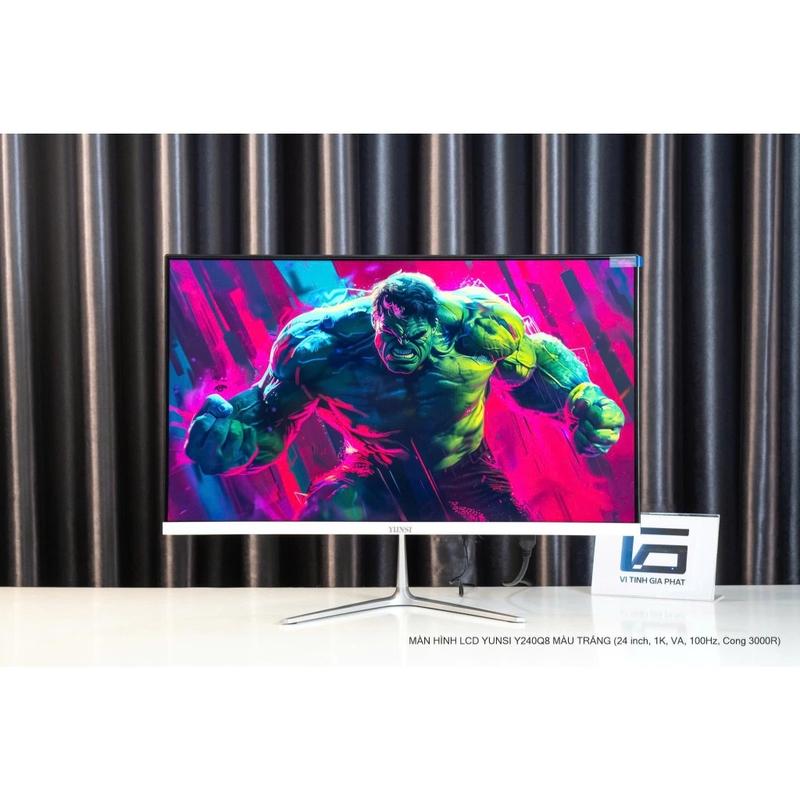 Màn hình cong PC gaming Yunsi Y240Q8 Y240Q7 24 inch 100hz 120hz 165hz FULL HD 1ms HDMI VGA Trắng Đen