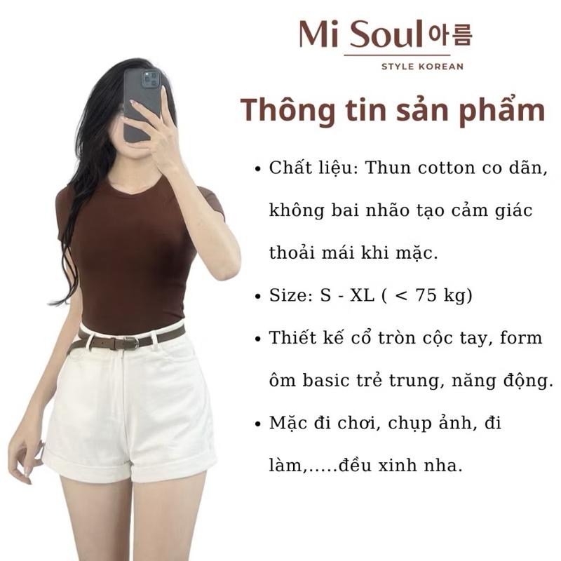 ￼Áo Thun Nữ Cotton Mịn Mát Không Pha NiLon, Áo Phông Cổ Tròn Ôm Body Basic Co Giãn Thoáng Mát Bigsize 1