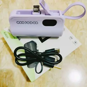GOOJODOQ AD4029 5000mah Mini Powerbank Dengan colokan ganda Lightning + Tipe C for iphone Android Phone Built in Cable Small Portable Charge
