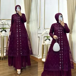 Hana Dress Busui Ceruty Babydoll Gamis Pesta Mewah Terbaru Baju Kondangan Wanita Muslim Busana Lebaran Tersedia Ukuran Jumbo Gaun