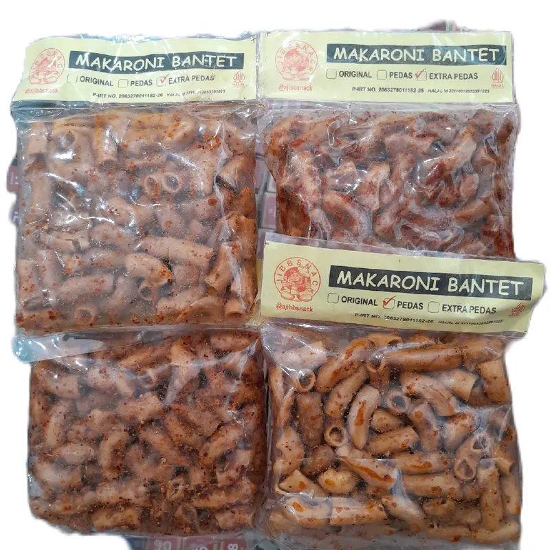 Makaroni Bantet Ajib Pedas Xtra Pedas Halal Snack - Camilan Pedas - Makanan, Food Cemilan Macaroni 1
