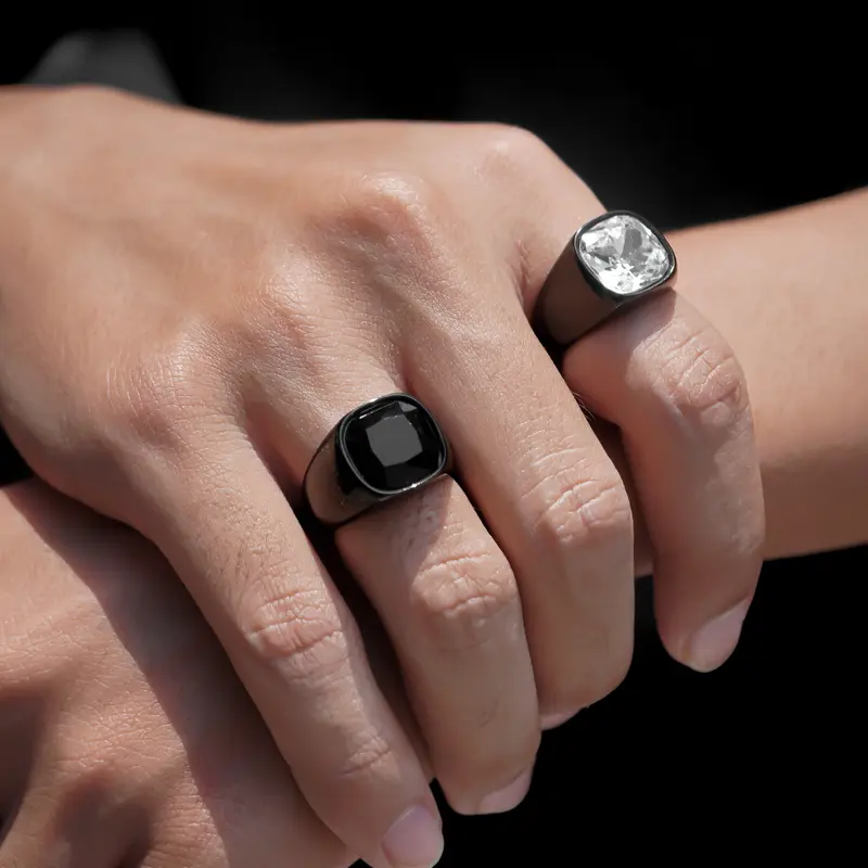 PROJECT NINETYSEVEN - MAVERICK Ring - Cincin Pria Wanita, Permata, Titanium, Mewah, Elegan, Cincin Anti Karat, Anti Luntur Aksesoris Black (BELI 3 GRATIS 1) 3