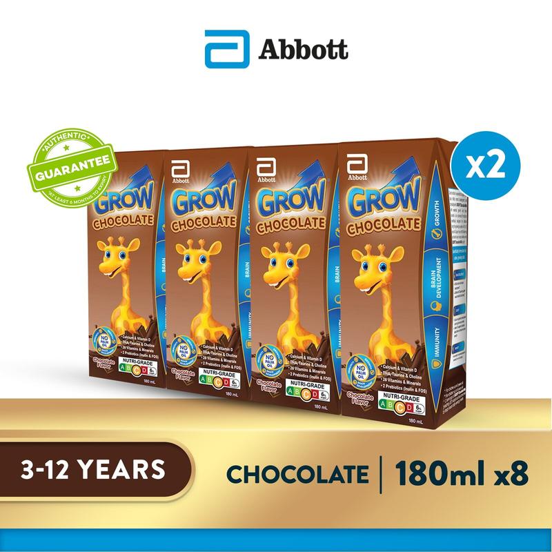 [Bundle of 2] GROW Growing Up Milk for Kids - Ready-To-Drink Chocolate (3 - 12 years) - 4x180ml 0
