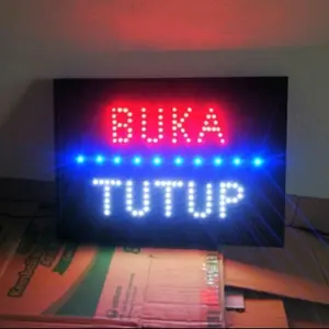 Papan LED Buka TUTUP Baru, 40x30 Cm, 7 Watt Lampu tinggal colok listrik