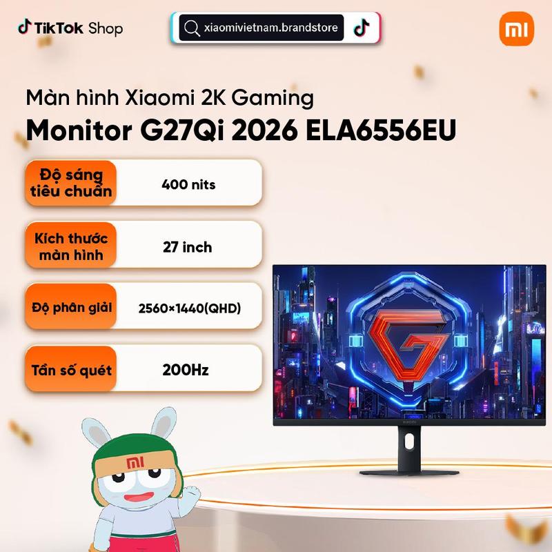 Màn hình Xiaomi 2K Gaming Monitor G27Qi 2026 ELA6556EU - Màn hình LCD IPS - Tần số quét 200Hz - GTG 1ms - HDR 400