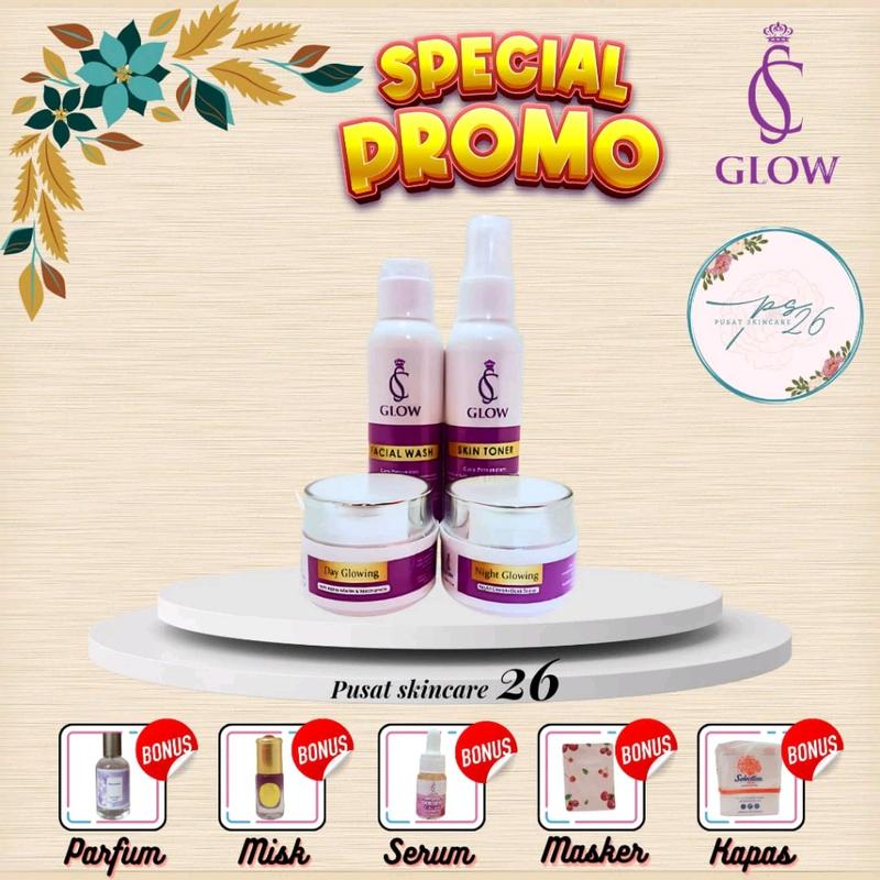 Paket Perawatan Wajah CS GLOW SKINCARE ORIGINAL untuk Mencerahkan dan Memudarkan Kerutan - Hitam, Facial 1