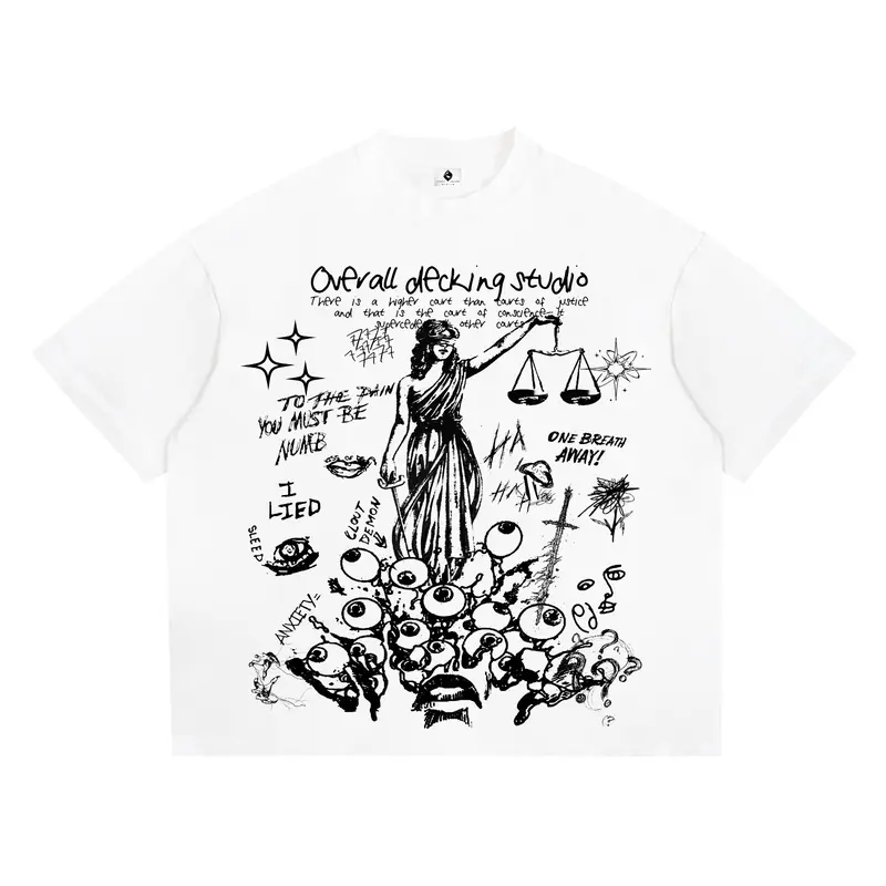Boxy Cut T-Shirt cotton 20s OverallDecking Justice White 0