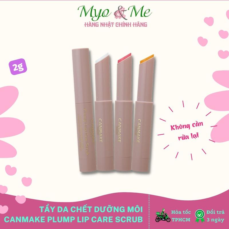 Son dưỡng môi kết hợp tẩy da chết môi giảm thâm, dưỡng ẩm Canmake Plump Lip Cae Scrub Nhật Bản - 2g 1