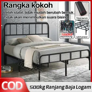 UPSEN Tempat Tidur Besi 120/160/180*200CM Ukuran Besar Rangka Besi Logam Kapasitas 500KG Desain Sederhana Ranjang Tidur Industrial Bed In a Box