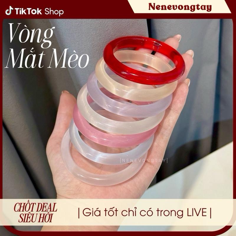   Tặng hộp  Vòng tay Mắt mèo Bạch Nguyệt Quang - dày 9-10mm - thuỷ tinh - tặng hộp lót nhung 